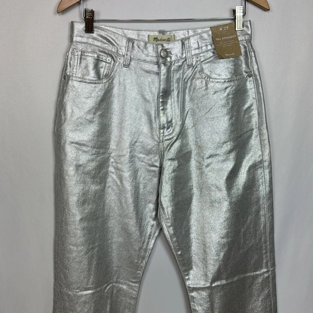 Madewell 90s Straight Jeans Size 29 Silver Metallic Women’s High Rise‎